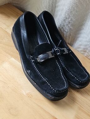 Salvatore Ferragamo Black Suede Men's Bit Loafers